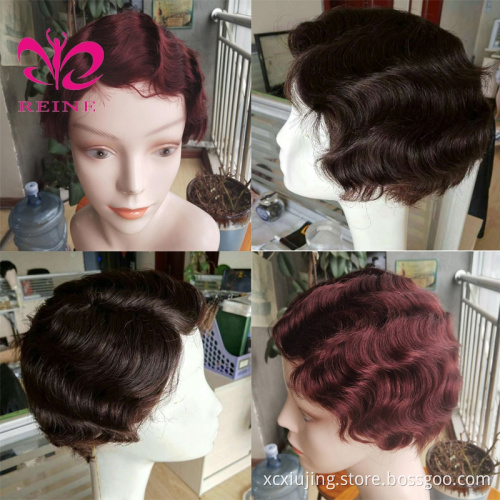 REINE New style Human Hair Pixie Cut Machine Made Wigs With Baby Hair Brazilian short Hair Wigs with New Desgin